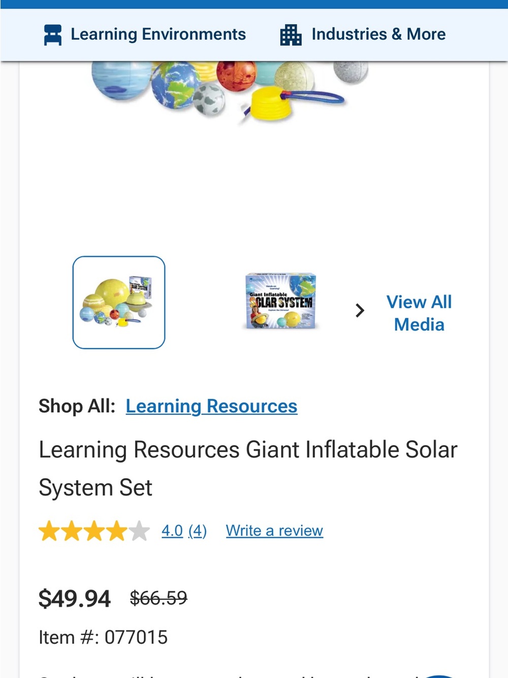 Solar System Inflatable Planet Set - Yellow Sun - Picture 6 of 6